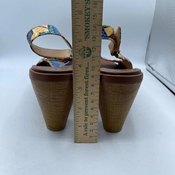 NATURALIZER N5 CONTOUR Wooden Heels Floral Slingback Shoes 9 - Picture 10 of 14